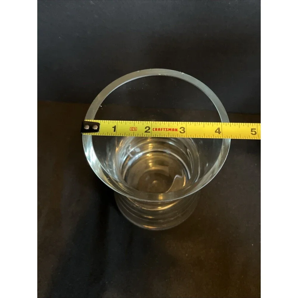 Elegant VTG Lead Crystal Vase with Hour Clock Look Heavy Thick Glass 6.5”X4.25”